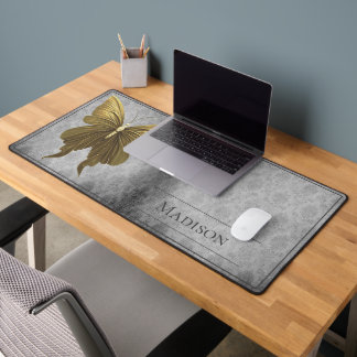 Goud Jeweled Butterfly Damask Bureaumat