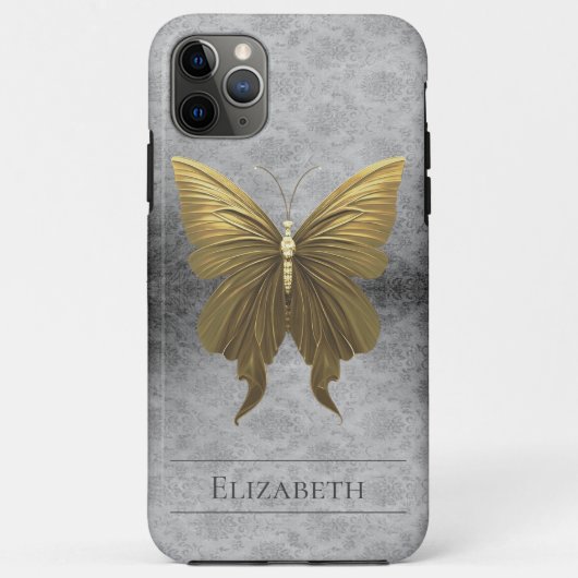 Goud Jeweled Butterfly Damask Case-Mate iPhone Case (Achterkant)