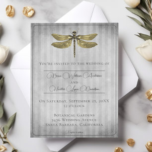 Goud Jeweled Dragonfly Bruiloft Kaart