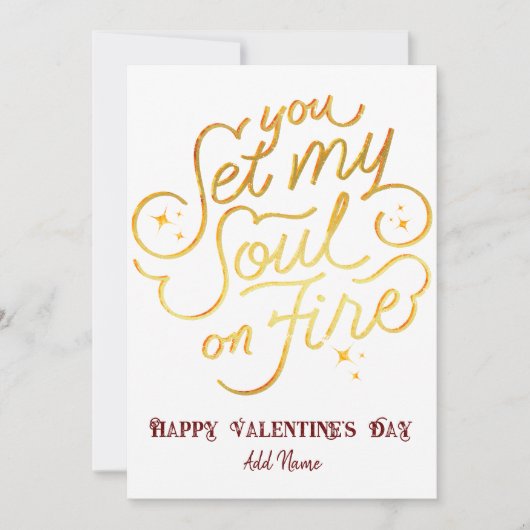 Goud, jij zet mijn ziel in vuur en vlam Valentijns Feestdagenkaart (Voorkant)