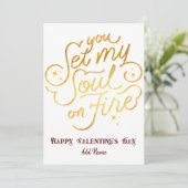 Goud, jij zet mijn ziel in vuur en vlam Valentijns Feestdagenkaart (Staand voorkant)