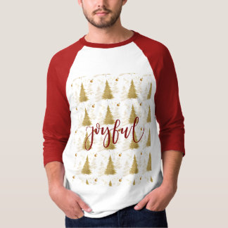 Goud JOYFUL op Rode Kerstfeestviering T-shirt