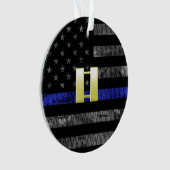 (Goud) Kapitein Thin Blue Line Distress Vlag Ornament (voorkant)