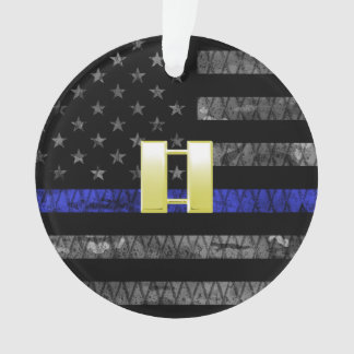 (Goud) Kapitein Thin Blue Line Distress Vlag Ornament