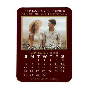 Goud & Kastanjebruine Fotokalender Save Our Date T Magneet