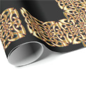 Goud Keltisch Cross Wrapping Papier (Rol Hoek)