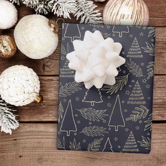 Goud Kerst vakantie inpakpapier