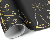 Goud kerstboomblauw en Snowflake Pattern Cadeaupapier (Rol Hoek)