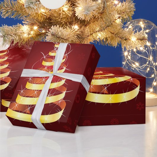 Goud kerstboompapier cadeaupapier