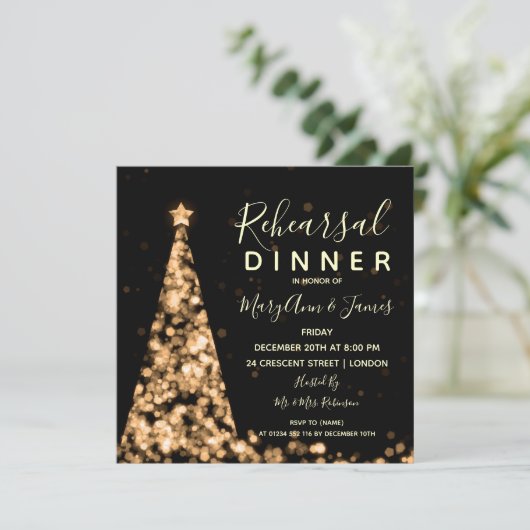 Goud kerstfeest bruiloft kaart (Staand voorkant)