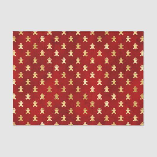 Goud kerstgebak Mannen op rood Tissuepapier (Voorkant)