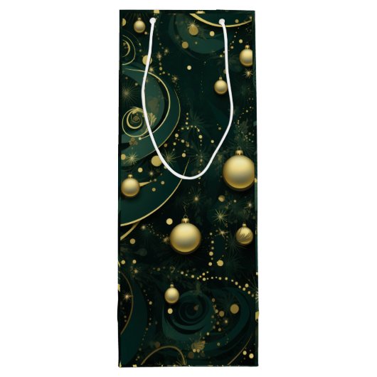 Goud kerstsierpapier wijn cadeautas (Achterkant)