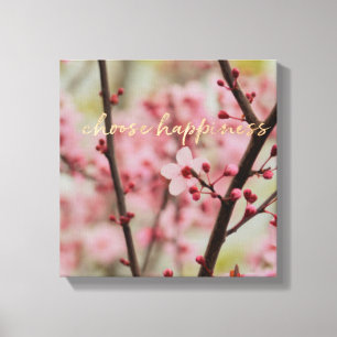 Goud Kies Geluk Kersenbloesem Bloemen Canvas Afdruk
