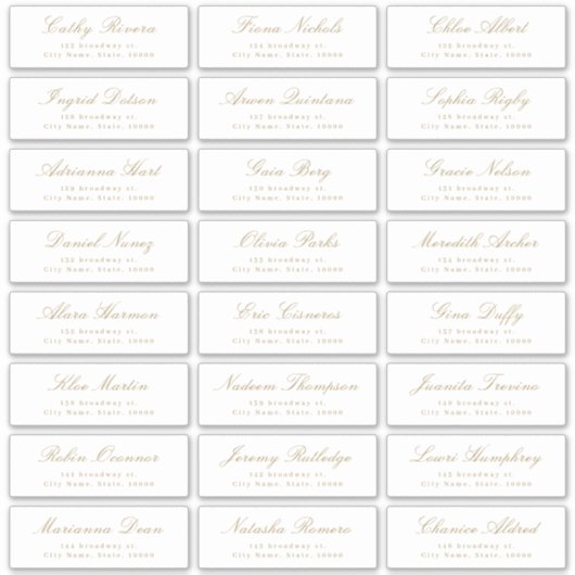 Goud Klassiek script bruiloft gastadreslabel Sticker (Voorkant)