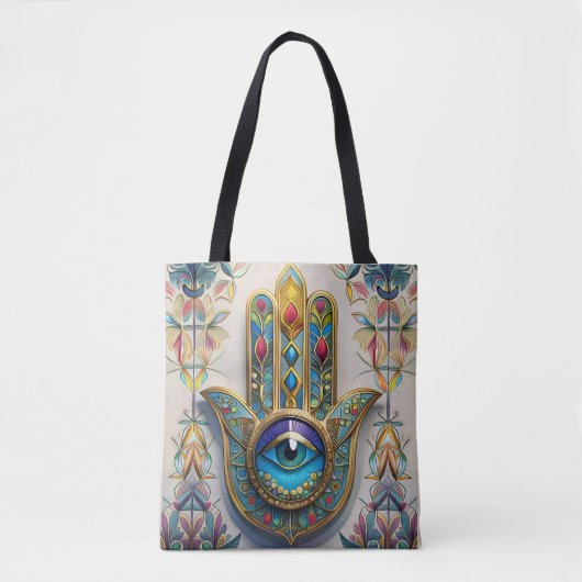 Goud Kleurrijke filigraan blauw-groen derde oog ha Draagtas (Voorkant)