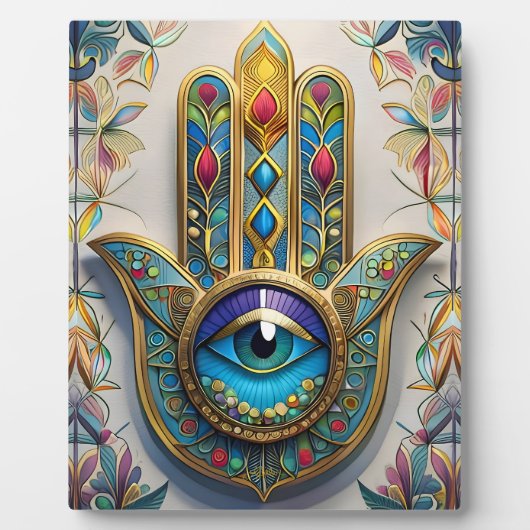 Goud Kleurrijke filigraan blauw-groen derde oog ha Fotoplaat (Voorkant)