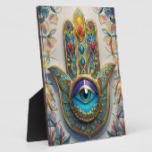 Goud Kleurrijke filigraan blauw-groen derde oog ha Fotoplaat (Zijkant)