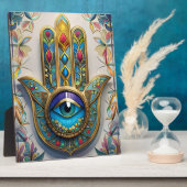 Goud Kleurrijke filigraan blauw-groen derde oog ha Fotoplaat (Zijkant)