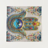 Goud Kleurrijke filigraan blauw-groen derde oog ha Wandkleed (Voorkant (horizontaal))