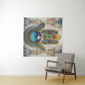 Goud Kleurrijke filigraan blauw-groen derde oog ha Wandkleed (In Situ (horizontaal))