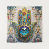 Goud Kleurrijke filigraan blauw-groen derde oog ha Wandkleed (Voorkant)