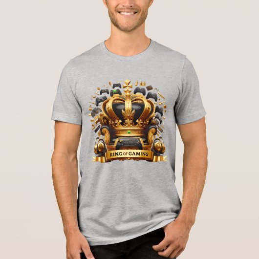 Goud Koninklijk Kroon Koninklijk Wapen Gaming Mona Tri-Blend Shirt (Voorkant)