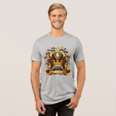 Goud Koninklijk Kroon Koninklijk Wapen Gaming Mona Tri-Blend Shirt (Voorkant volledig)