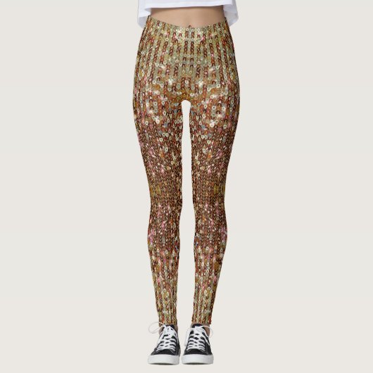 Goud kopermousserend Ambersequentieel Leggings (Voorkant)