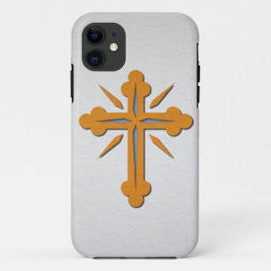 Goud kruis en Platinum Roestvrij staal iPhone 11 Hoesje