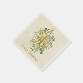 Goud kruis en roze rozen, aangepast Pasen Servet (Hoek)