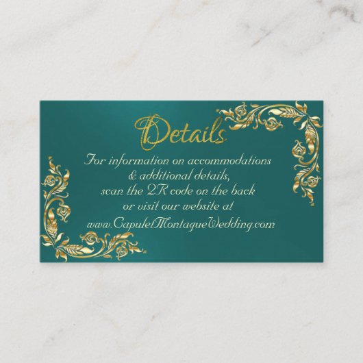 Goud laat Lijst op Blauwgroen, QR-code Informatiekaartje (Voorkant)