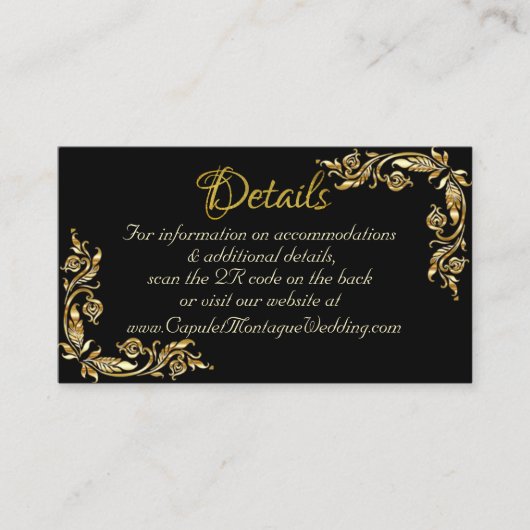 Goud laat Lijst op zwart achter, QR-code Informatiekaartje (Voorkant)