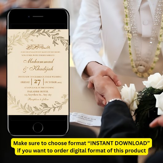 Goud laat moslim bruiloft uitnodiging Nikah