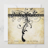 Goud lampje Burnt Black Funky Swirls Save the Date (Achterkant)