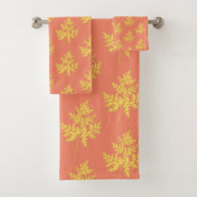 Goud leder op koraal botanisch patroon