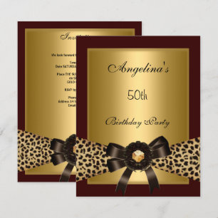 Goud Leopard Koffie Bruin Zwart 50e Verjaardag 3 Kaart