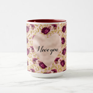 Goud Leopard Print Rozen Bloemenhart Mok