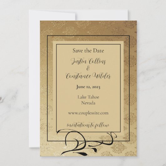 Goud Les Amoureux Bruiloft Bewaar de datum Save The Date (Voorkant)