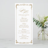 Goud  Lijst Classic Script Bruiloft Menu (Staand voorkant)