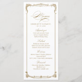 Goud  Lijst Classic Script Bruiloft Menu (Voorkant)