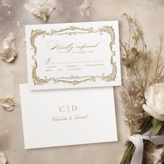 Goud  Lijst Classic Script Bruiloft RSVP Kaartje