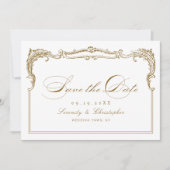 Goud  Lijst Classic Script Bruiloft Save The Date (Voorkant)