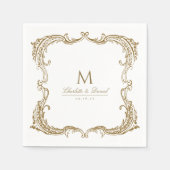 Goud  Lijst Classic Script Bruiloft Servet (Voorkant)