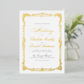 Goud  Lijst Classic Script Eenvoudige bruiloft Folie Uitnodiging (Staand Voorkant)