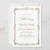 Goud  Lijst Classic Script Eenvoudige bruiloft Kaart (Voorkant)