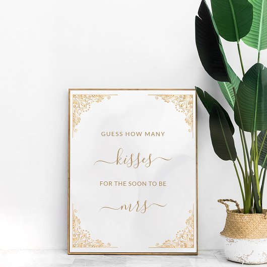 Goud Lijst Cream Hoeveel kussen spel Poster