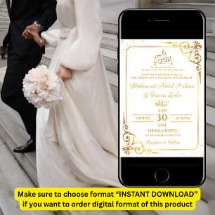 Goud Lijst Eenvoudig Elegant Modern Nikah Walima Kaart