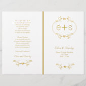 Goud lijst en initialen gevouwen trouwprogramma (Voorkant)