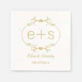 Goud lijst en initialen goudbruinkoolmonogram servet (Voorkant)