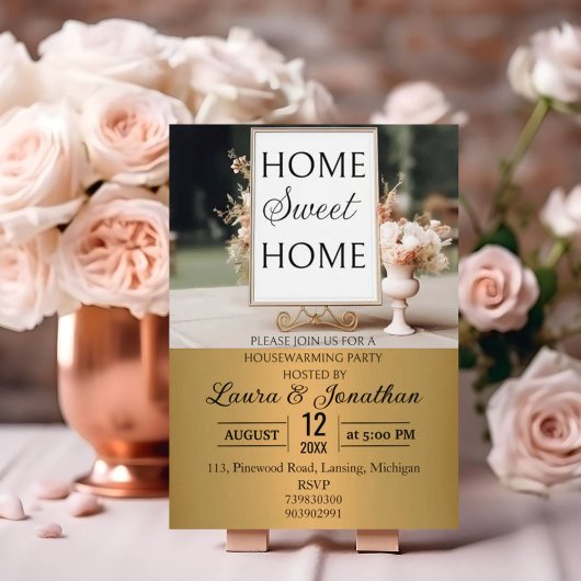 Goud Lijst Goud Metallic Housewarming Party Kaart